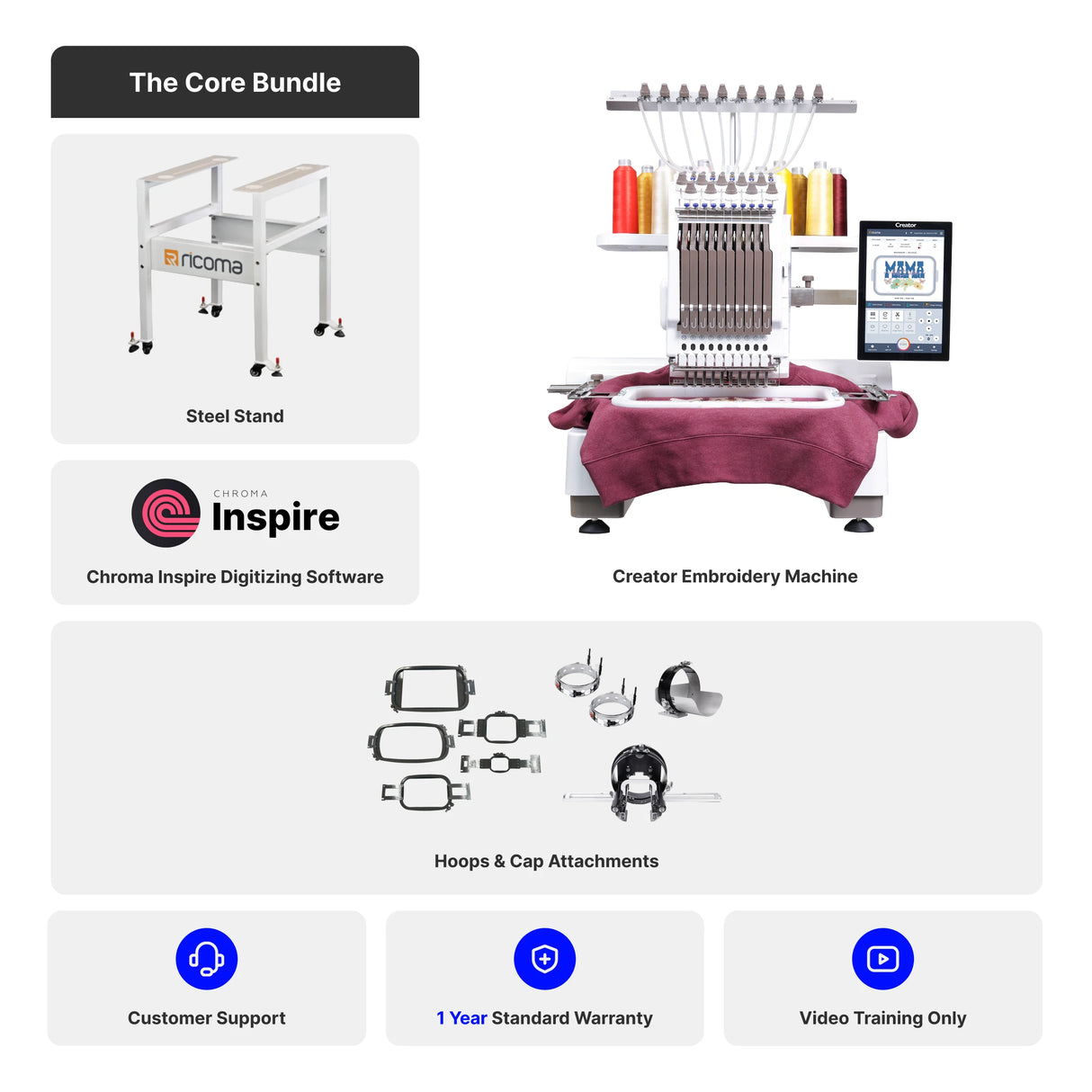 Creator 10 Needle Embroidery Machine for Crafters with 10.1" Touchscreen Panel