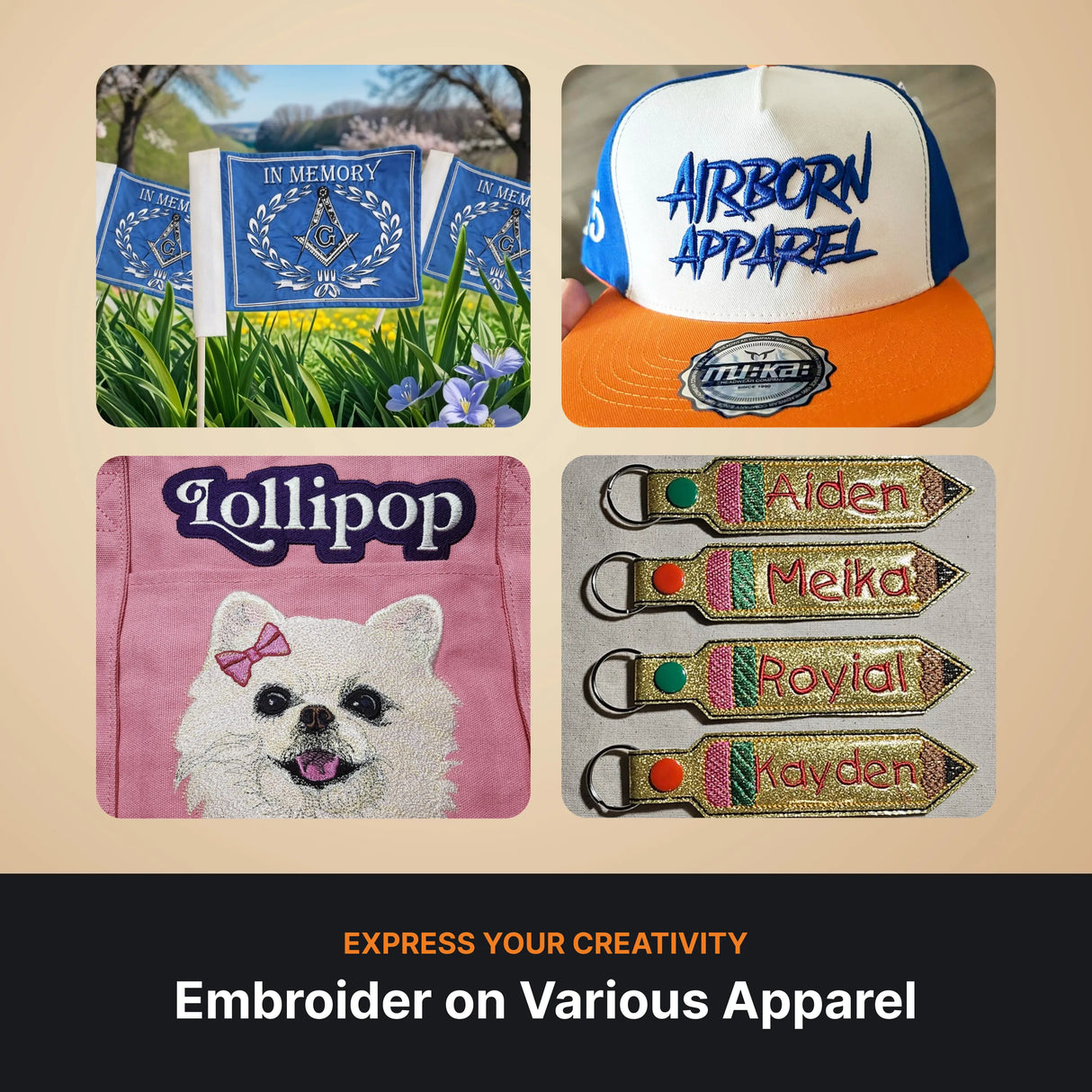 embroider on various apparel using the em-1010-7s