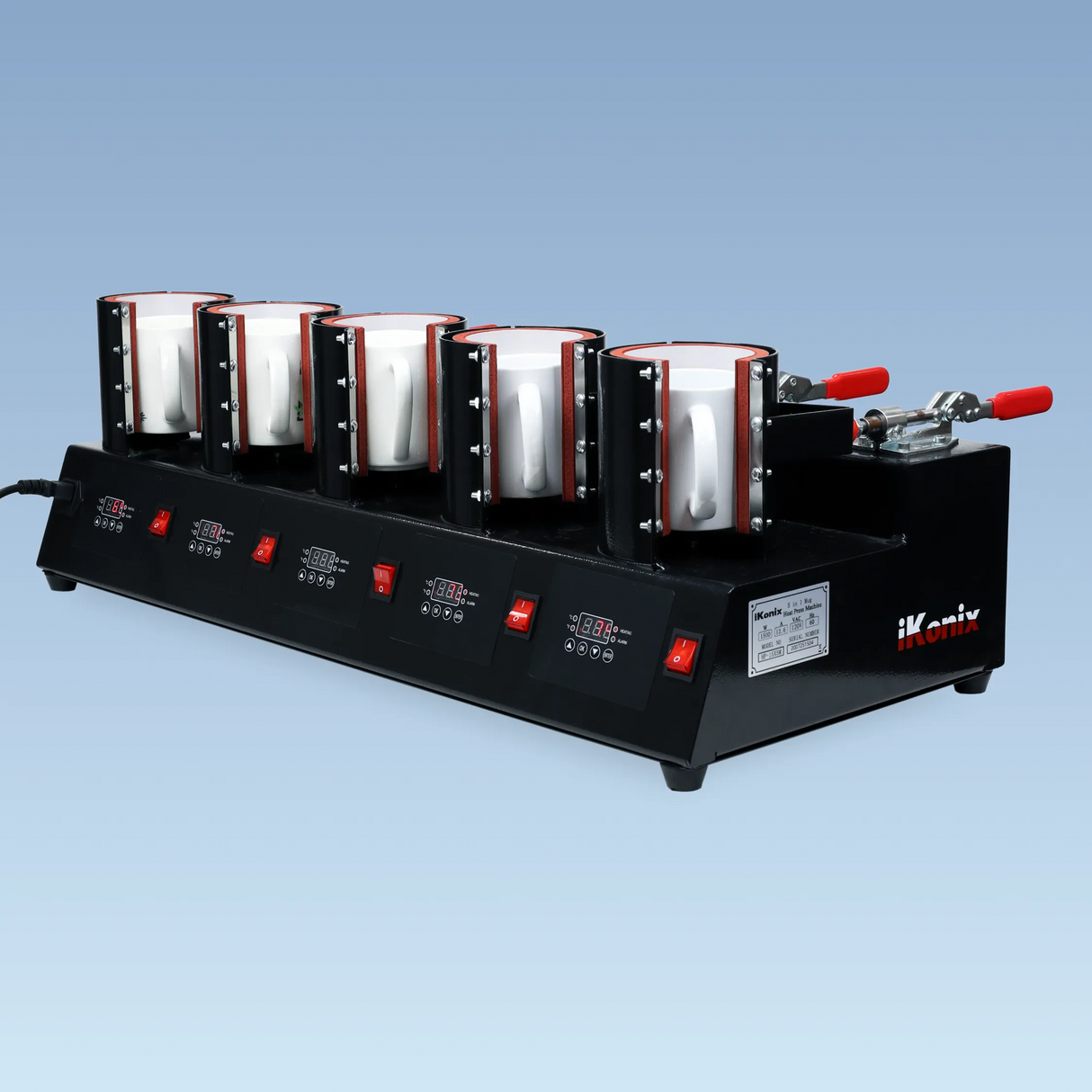 iKonix 5 Mug Heat Press - side view with mugs