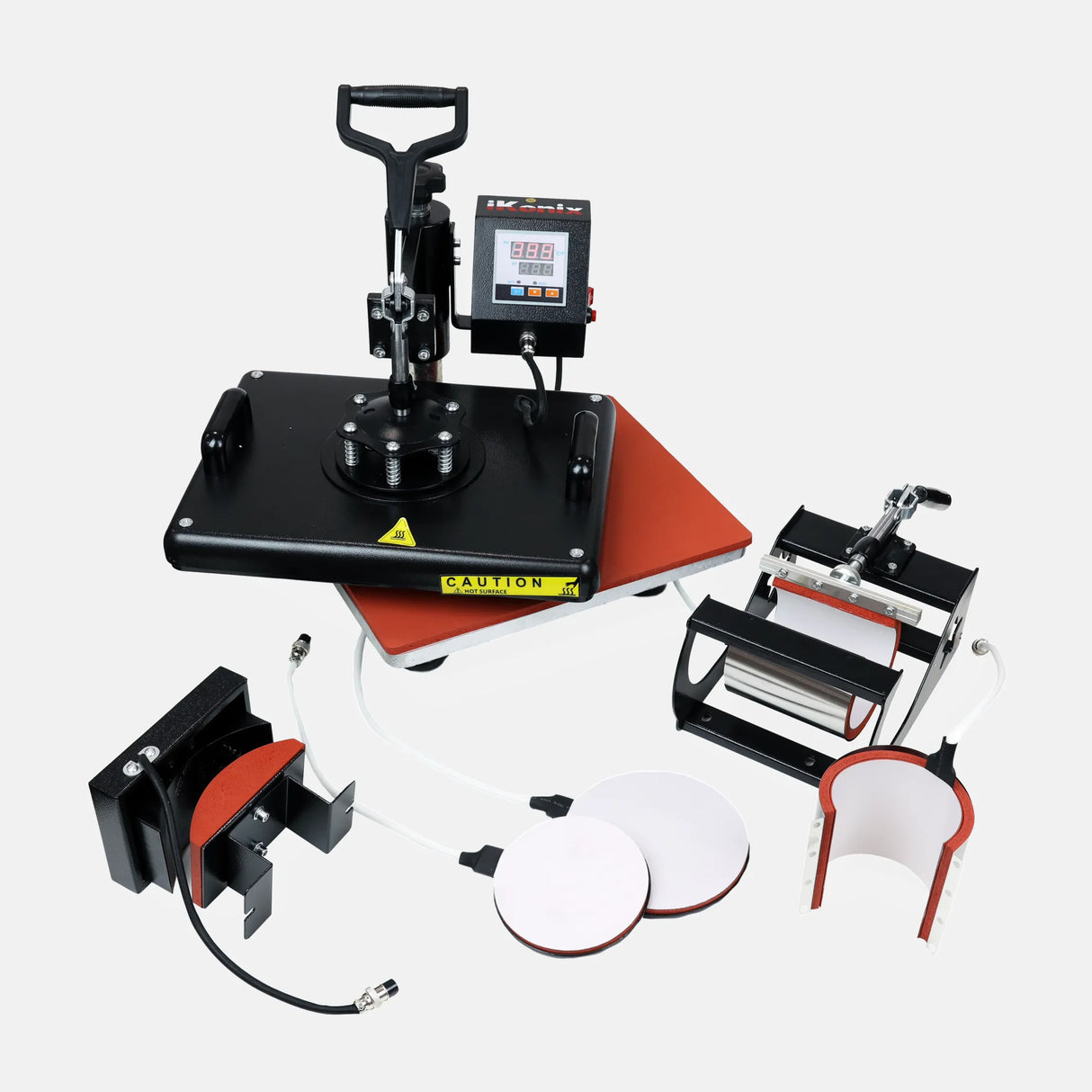 iKonix Multifunction Heat Press - flat, cap, mug, and plate heat press in one
