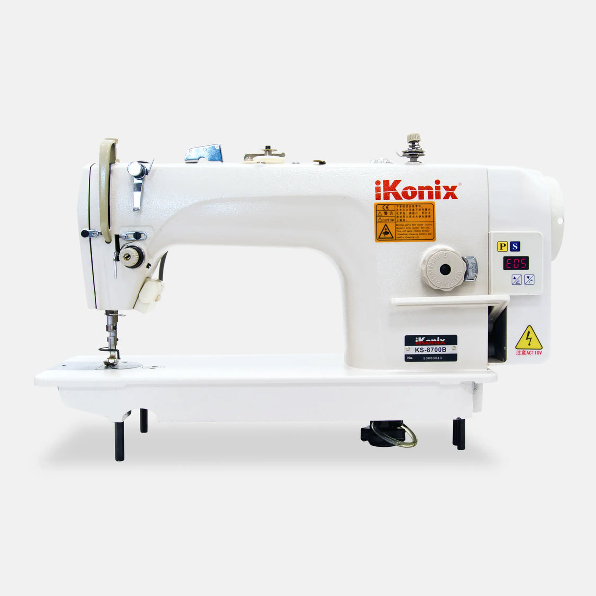 iKonix Flat-Bed Lockstitch Industrial Sewing Machine - front side view