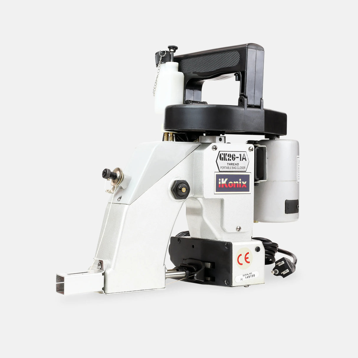 Industrial Handheld Bag Stitcher for Multi-Material Bags - side back view