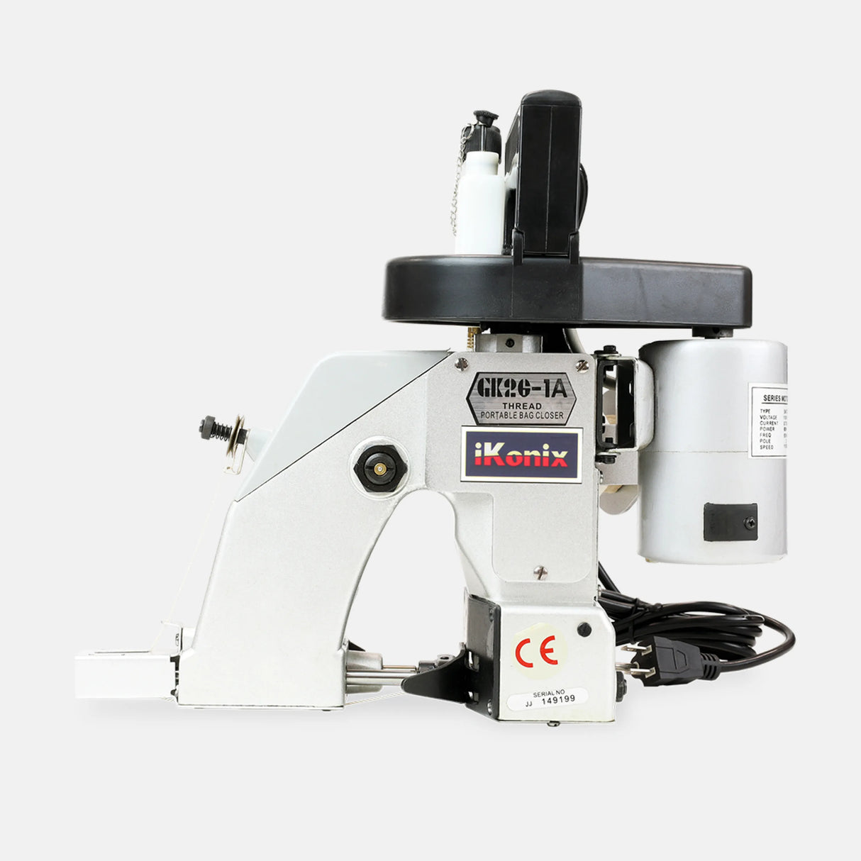 Industrial Handheld Bag Stitcher for Multi-Material Bags - side view