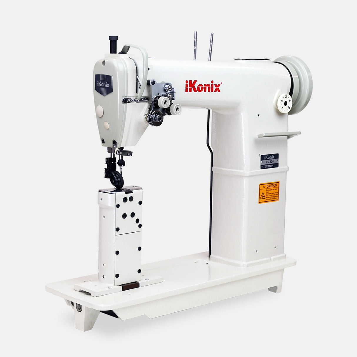 iKonix Double-Needle Post-Bed Lockstitch Industrial Sewing Machine - front side view