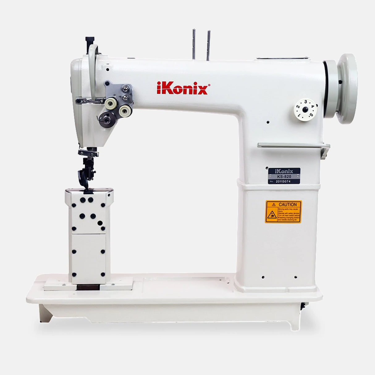 iKonix Double-Needle Post-Bed Lockstitch Industrial Sewing Machine - side view
