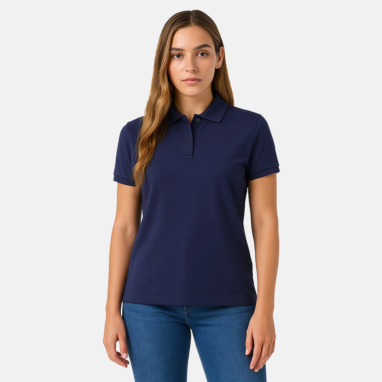 womens navy blank polos