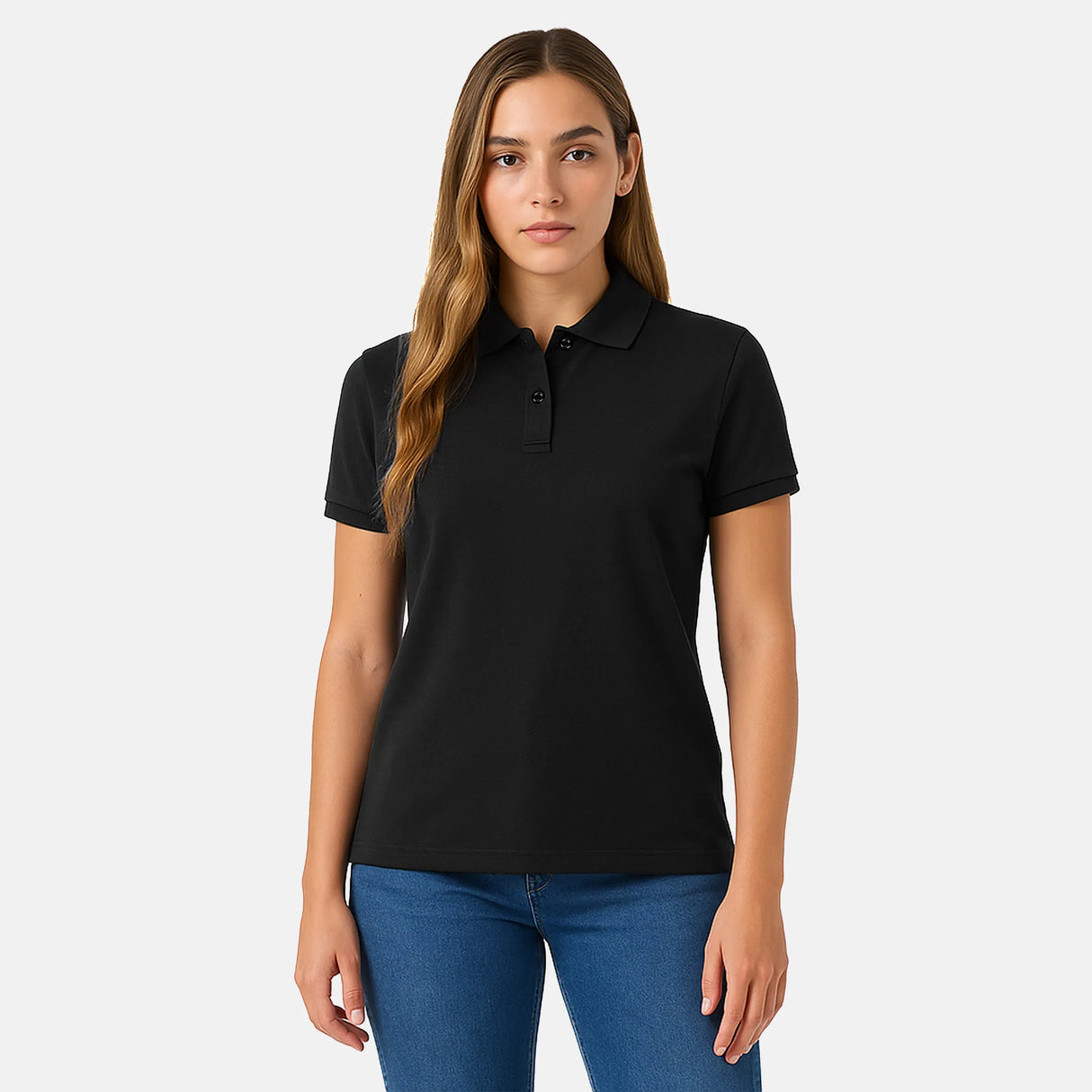 womens black blank polos