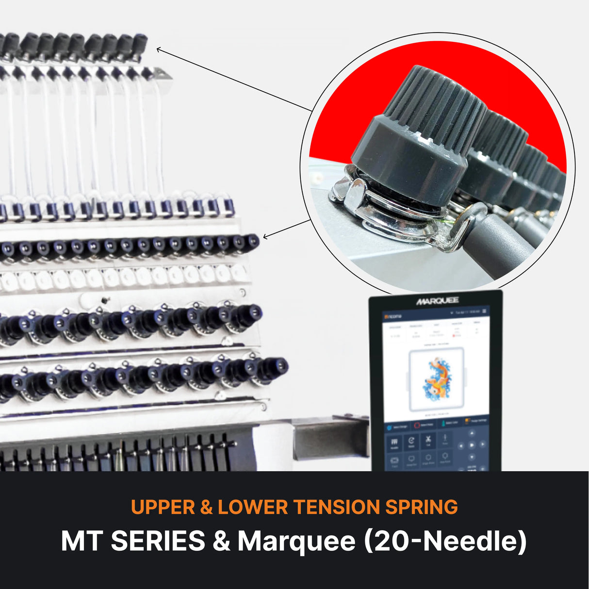 Replacement Tension Spring for 15-Needle and 20-Needle Commercial Embroidery Machines