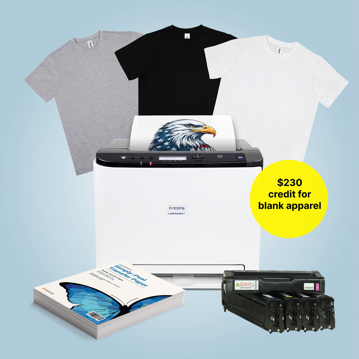 Luminaris 200 All In One White Toner DTF and Sublimation Printer for Shirts, Hoodies, Mugs, Tumblers, and Gifts