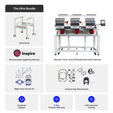 Marquee Three-Head 20-Needle Commercial Embroidery Machine with 10.1" Touchscreen Panel