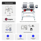 Marquee Two-Head 20-Needle Commercial Embroidery Machine with 10.1" Touchscreen Panel