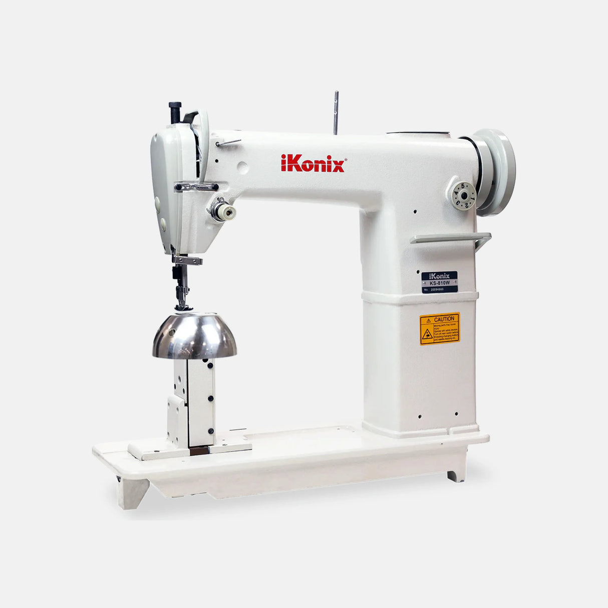 iKonix Single-Needle Post-Bed Lockstitch Industrial Sewing Machine with Wig Attachment (includes table, stand, & servo motor)