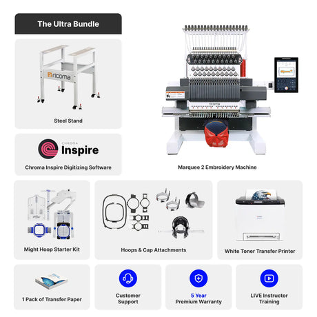 Marquee 2 Series 20-Needle Commercial Embroidery Machine with 10.1" Touchscreen Panel